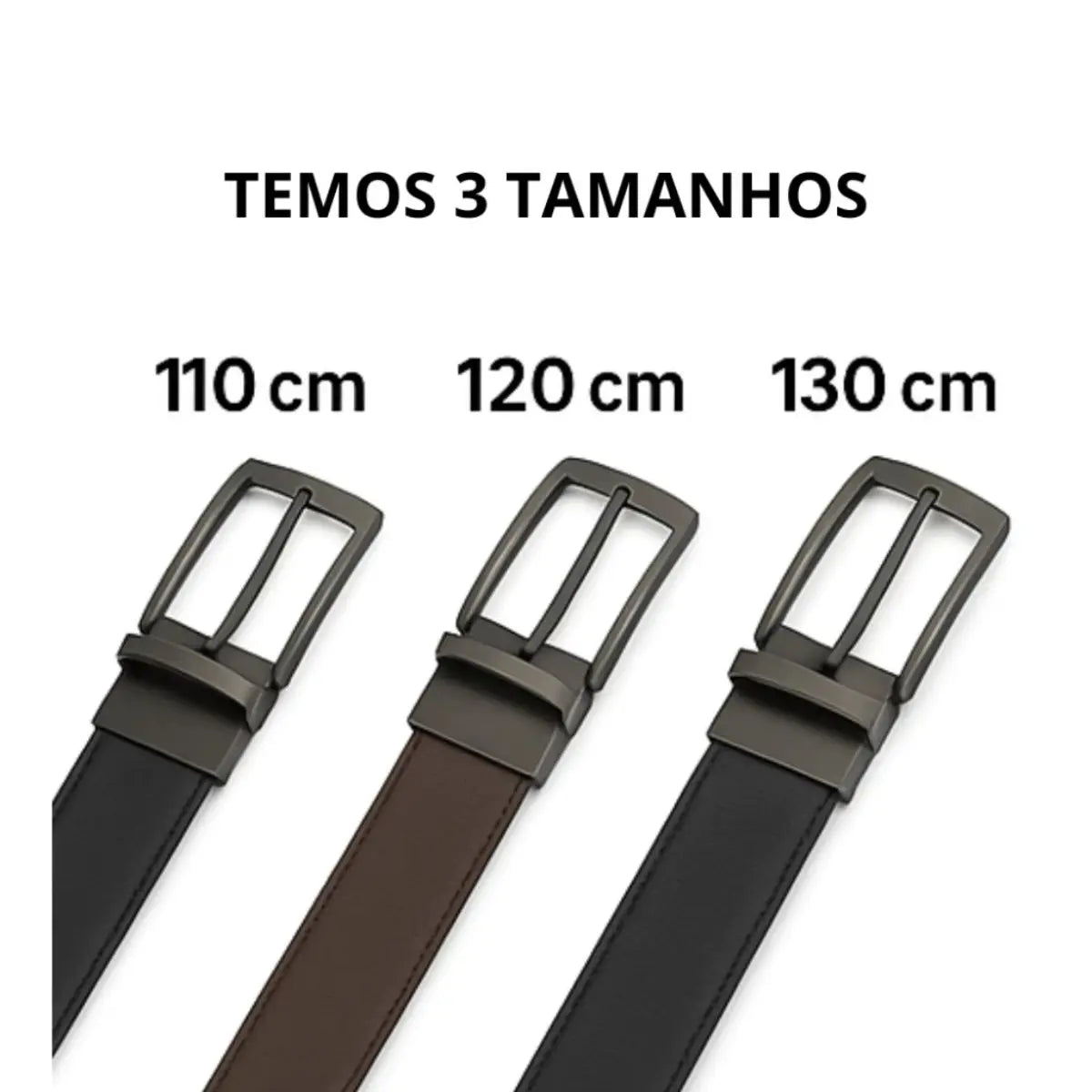 Cinto Masculino de Couro - Dupla Face com Fivela Giratória